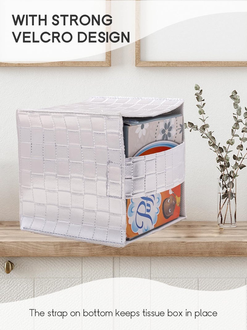 TOGETRUE Tissue Box Cover  Tissue Box Holder  Tissue Holders Decorative Organizer for Christmas Home Decor  Tabletop and Car  5""X5""X5"" (Silver) - Image 2